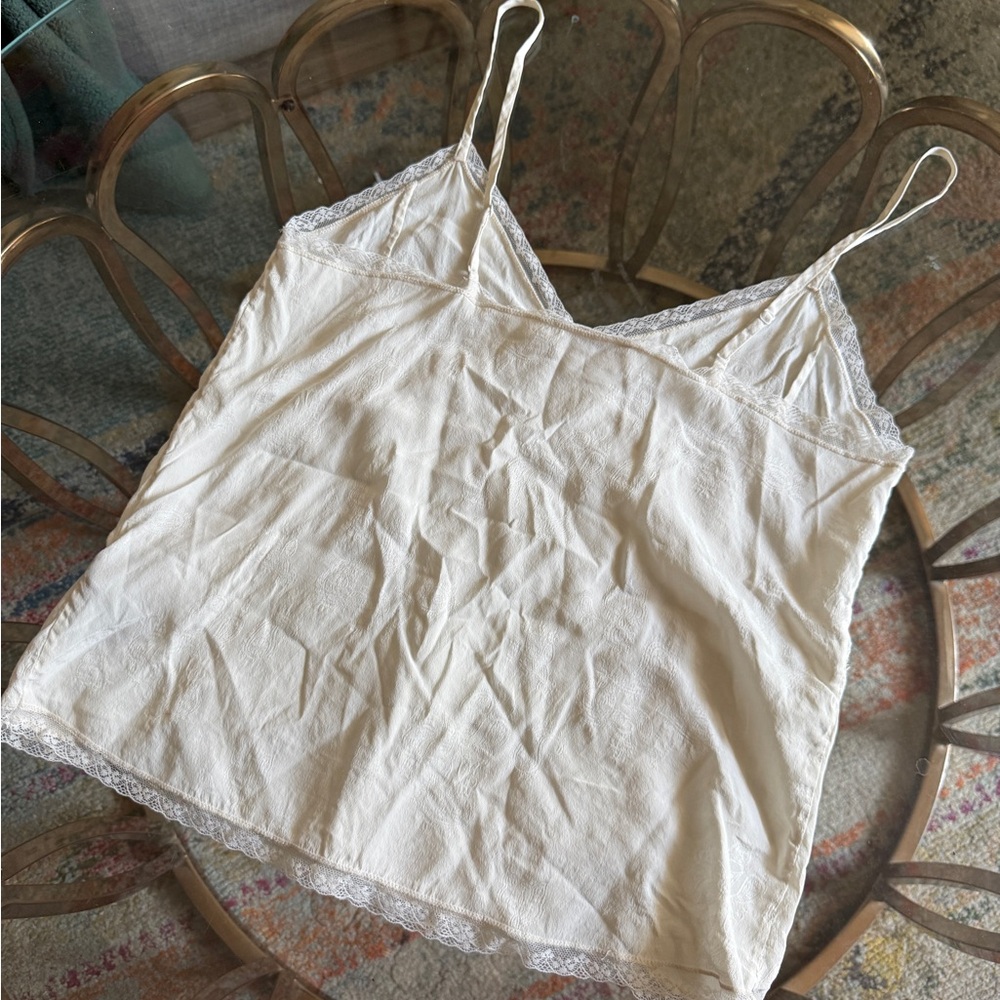 Zadig & Voltaire Elegant Cream Lace Trim Camisole